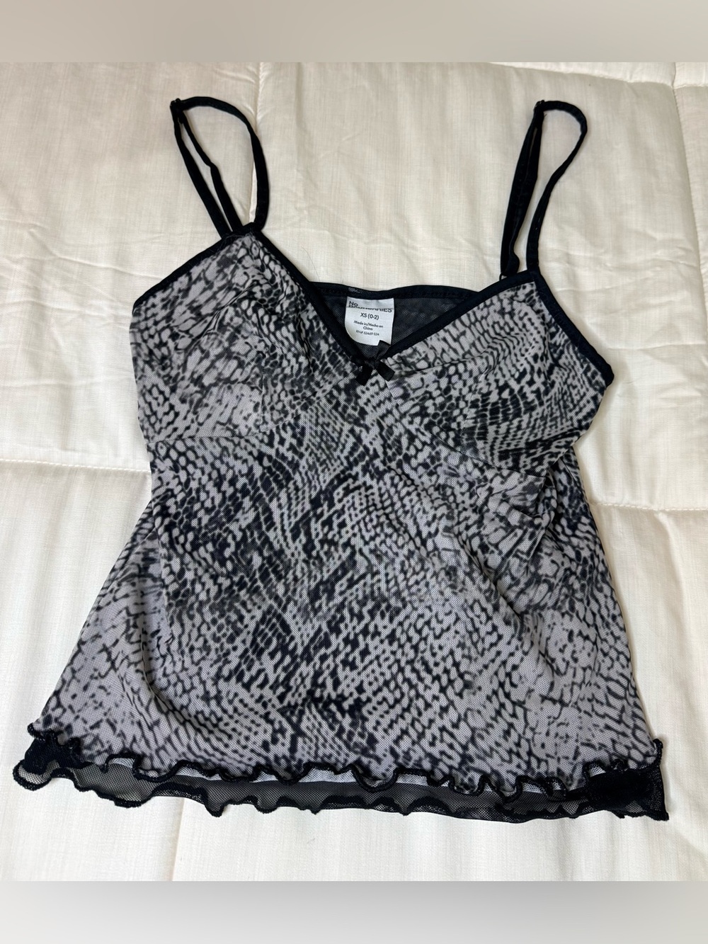 Vintage Y2K No boundaries snakeskin print 2 ply tank top black and white XS EUC